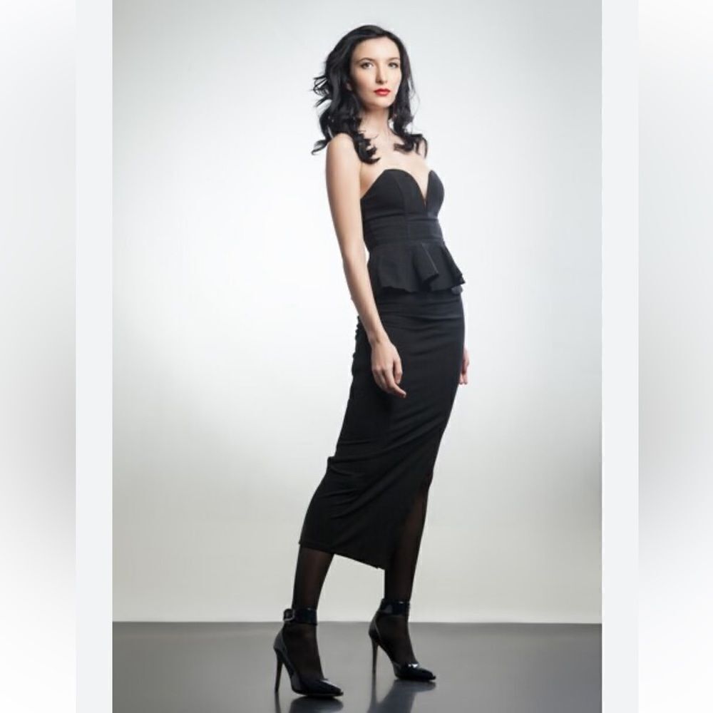‎BeBe Beautiful bodycon Black Floor Length Dress C26